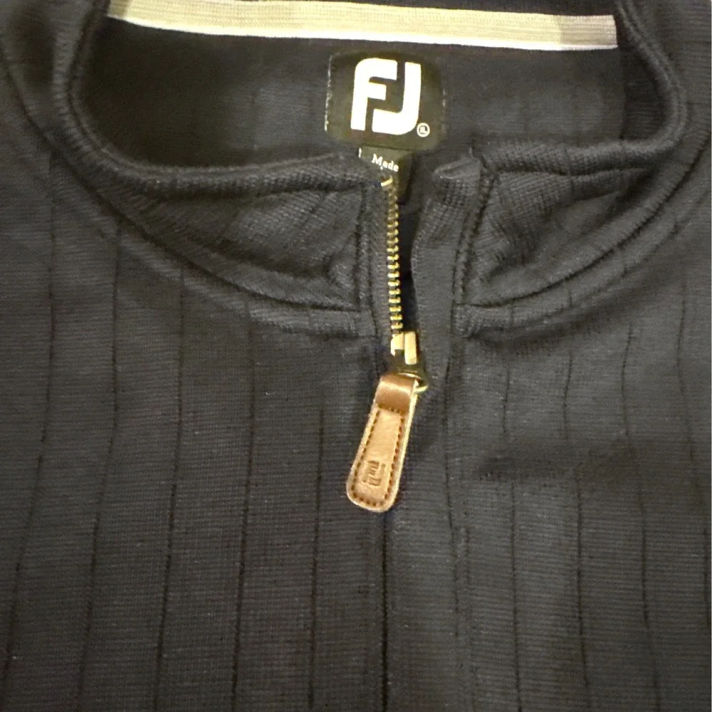 FootJoy Mens 1/4 Zip Pullover XL Black BMW Championship Ribbed Golf Sweater